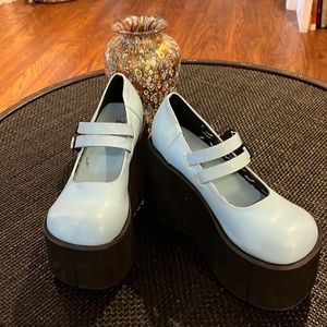 Like new Demonia Platform Mary Janes. Light blue. Size 8.